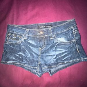 Y2K bedazzled jean shorts